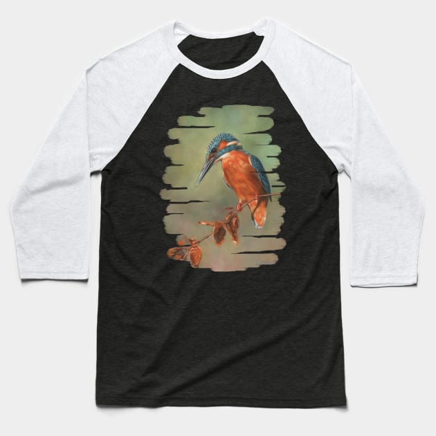 Kingfisher Baseball T-Shirt by davidstribblingwildlifeart